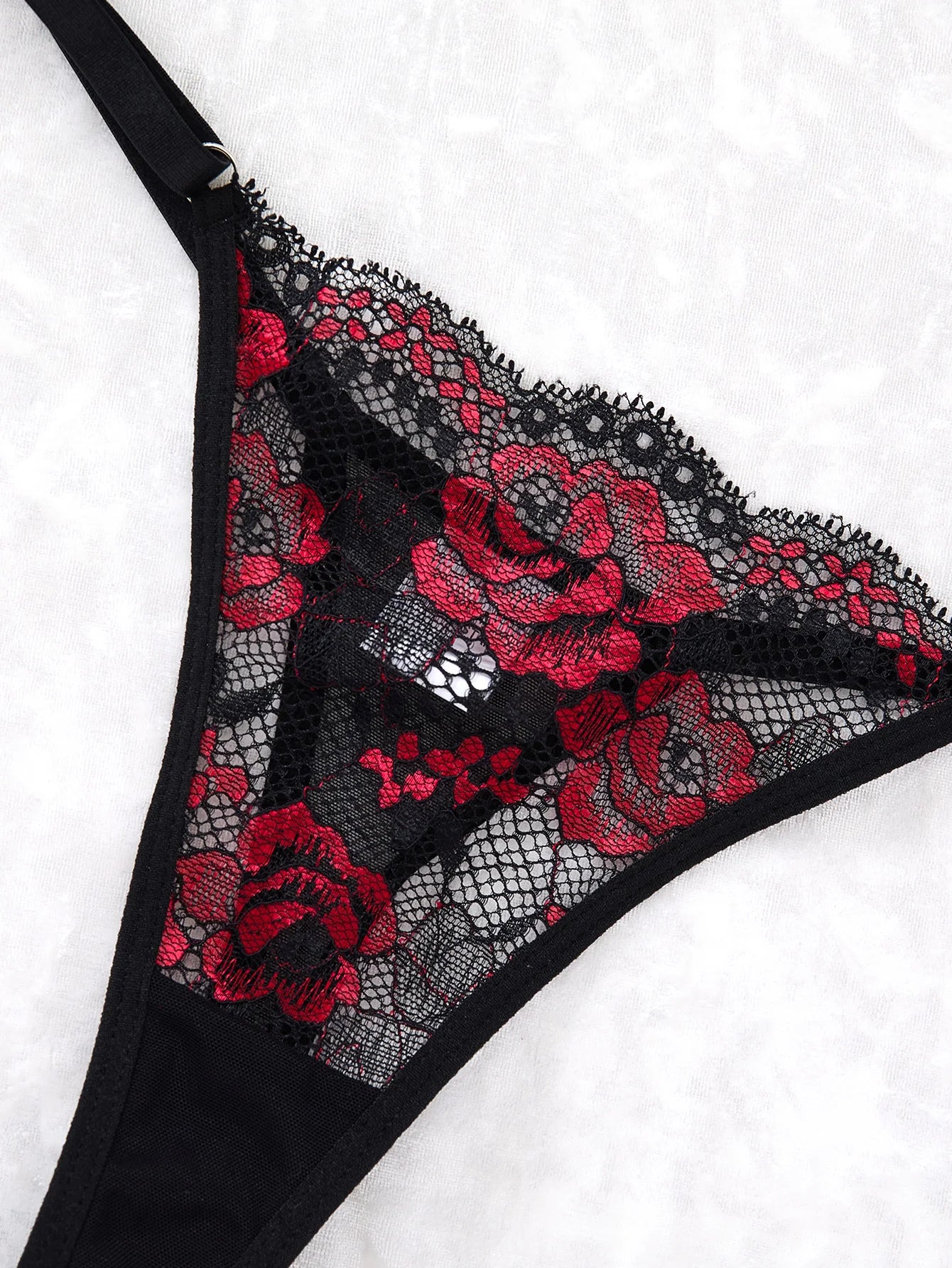 Lady's Sexy Floral Pattern Lace Black Strapless Transparent Nightgown