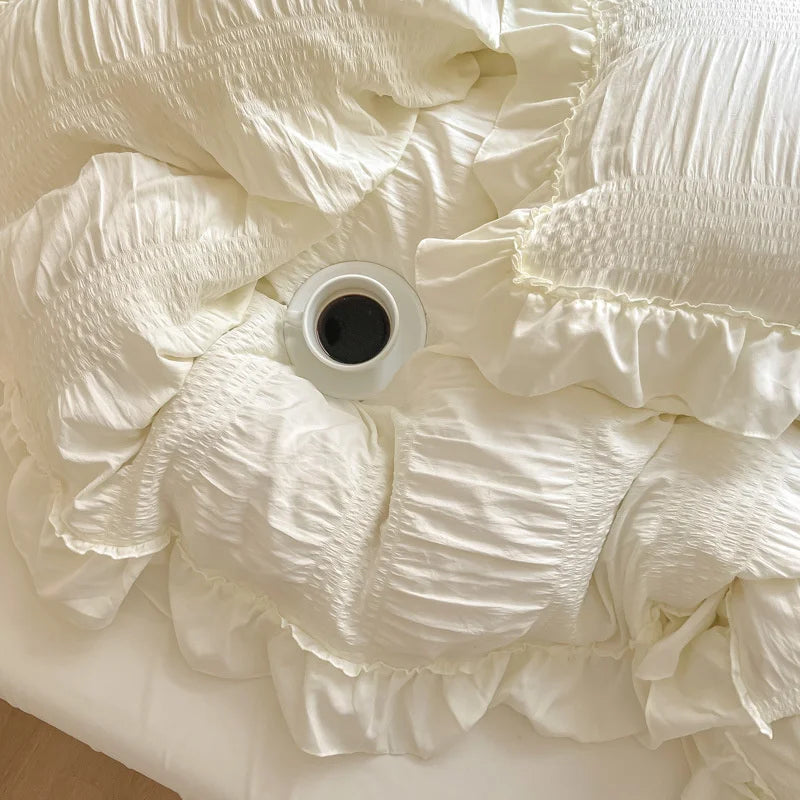 Lace Bed Sheet Quilt Solid Duvet Cover