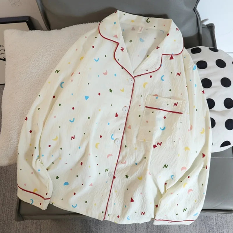 Sweet Cartoon Print Harajuku Style Cute Fashion Two-piece Set