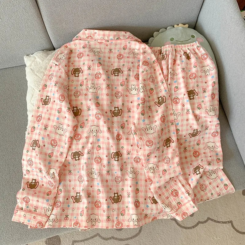 Sweet Cartoon Print Harajuku Style Cute Fashion Two-piece Set