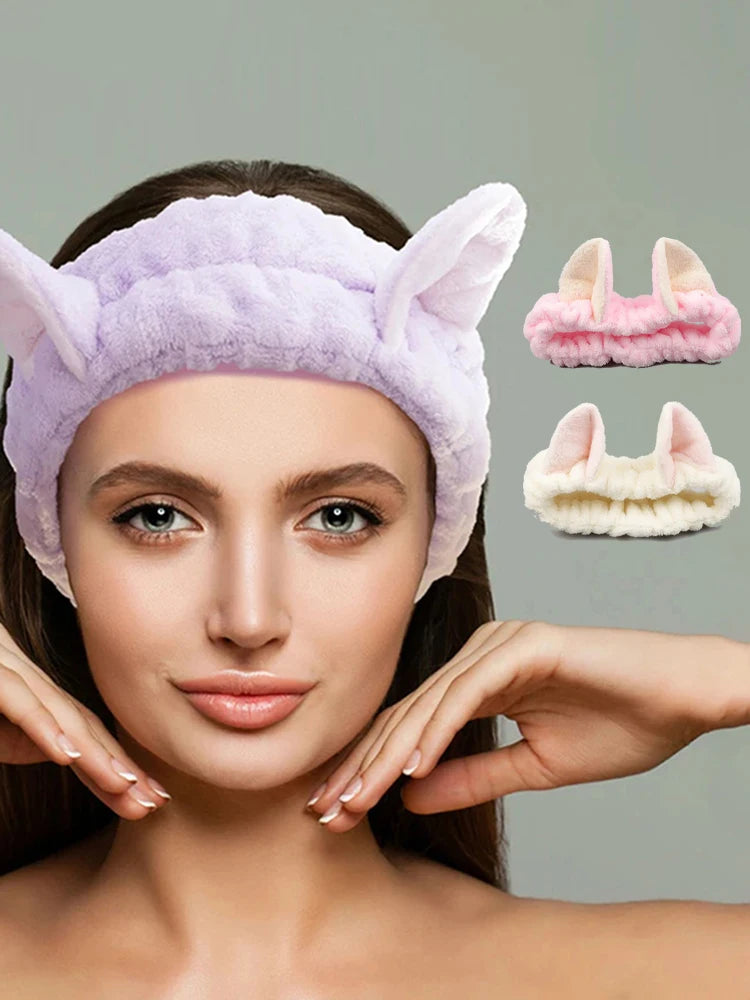 Soft Cute Cat Spa Headband for Washing Face