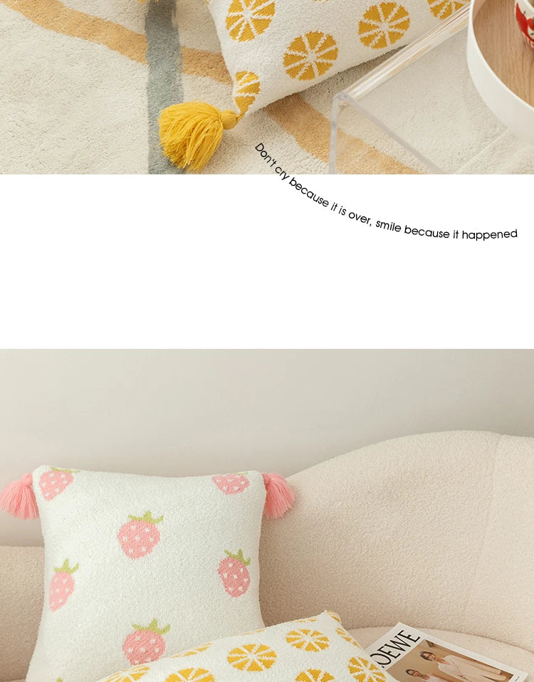 Tussle Style Plush Pillowcase Flower & Fruit Patterns
