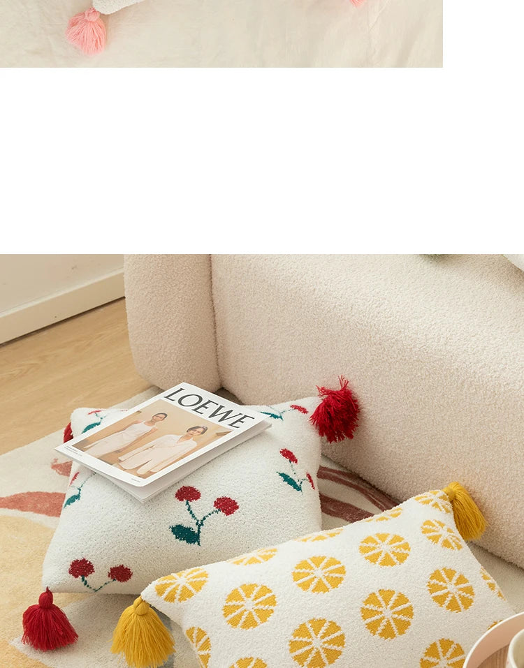 Tussle Style Plush Pillowcase Flower & Fruit Patterns