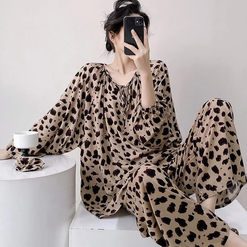 Warm Animal Print Cotton Lounge Set