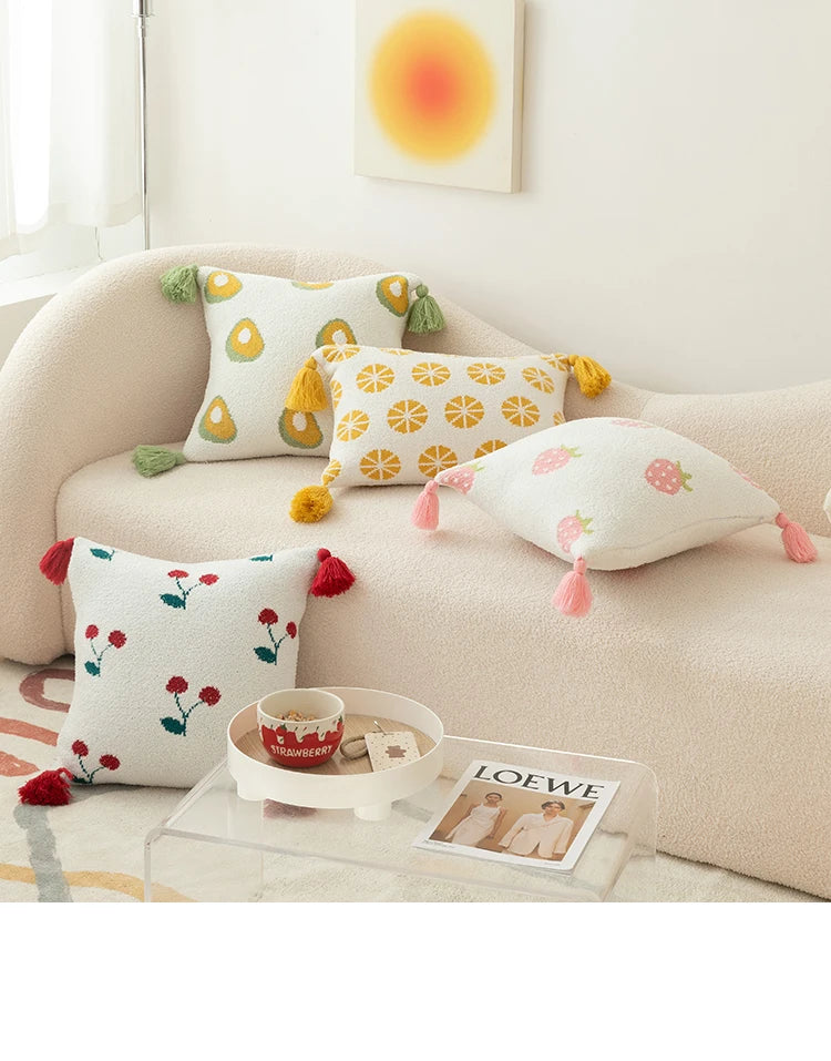 Tussle Style Plush Pillowcase Flower & Fruit Patterns