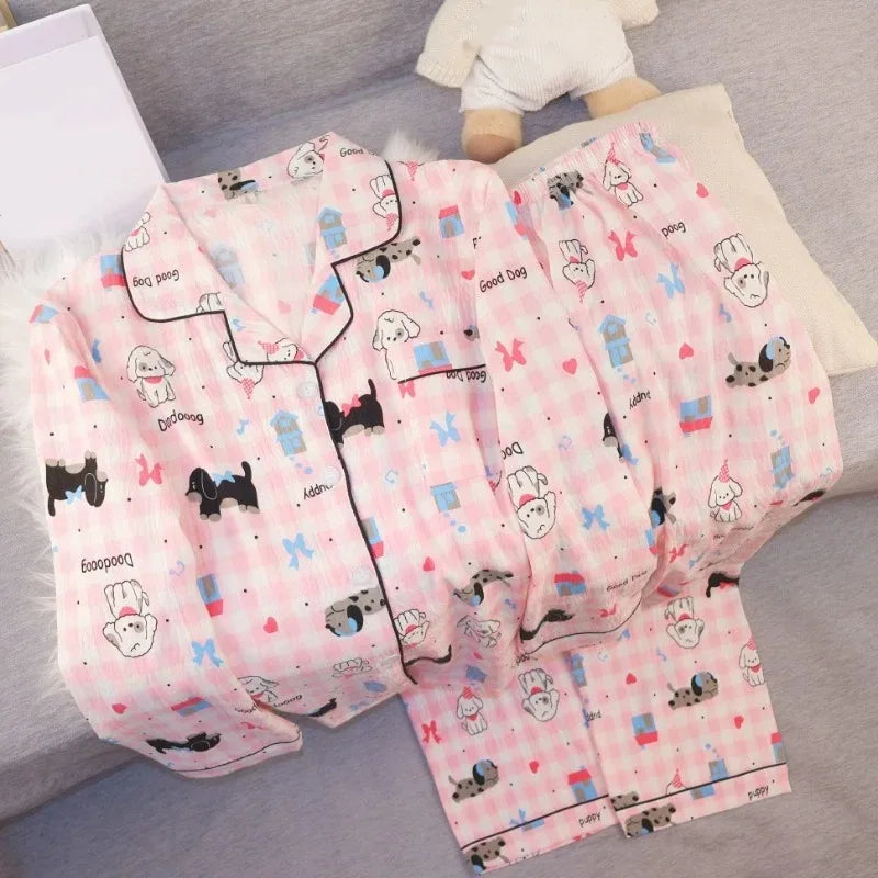 Cute Dachshund Dog Print Pajamas Set
