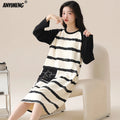 Women Long Nightgowns Pullover Loose Bra Padded Cotton Sleepshirt