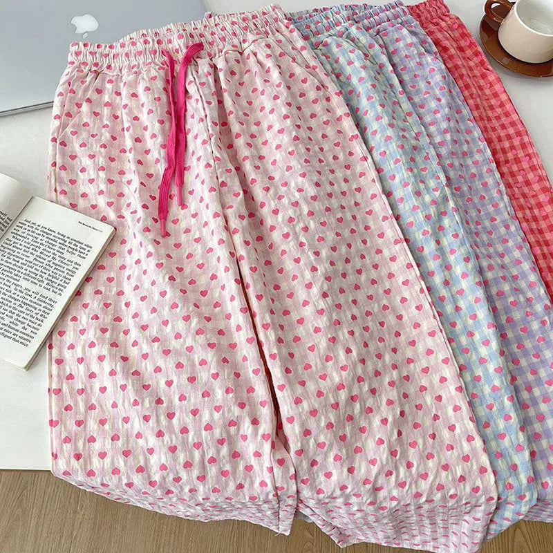 Comfortable Heart-printed Pajama Pants