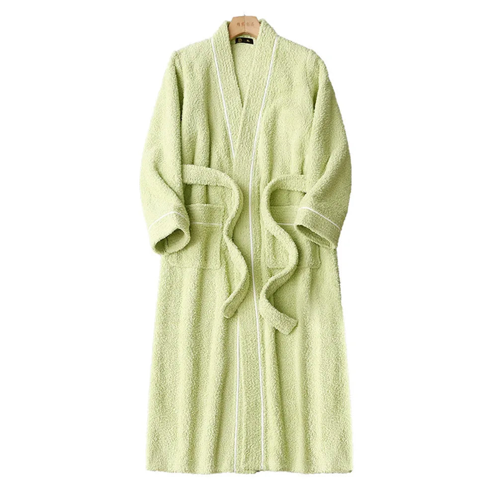 Thick Long Sleeve Flannel Robe Bathrobe
