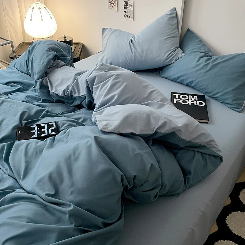 Simple Solid Color Bedding Set Soft Brushed Duvet Covers