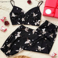 Silk Satin Set V-neck Sleeveless Top Sleepwear Nightwear