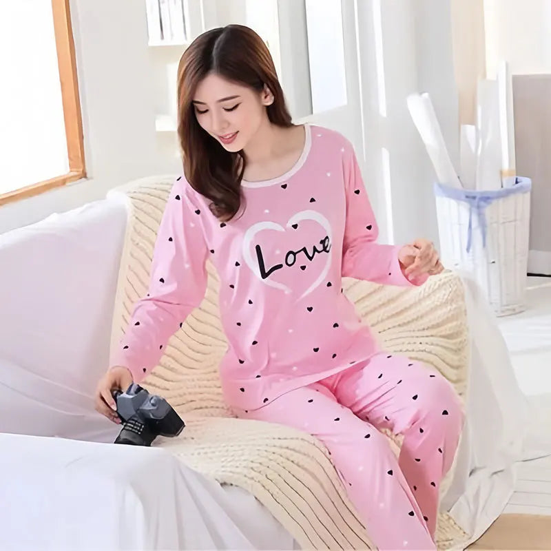 Ladies Variety of Styles Long-sleeved Long Pants Comfortable Pajamas