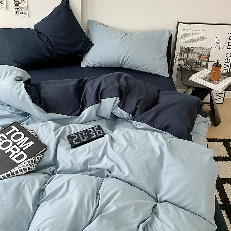 Simple Solid Color Bedding Set Soft Brushed Duvet Covers
