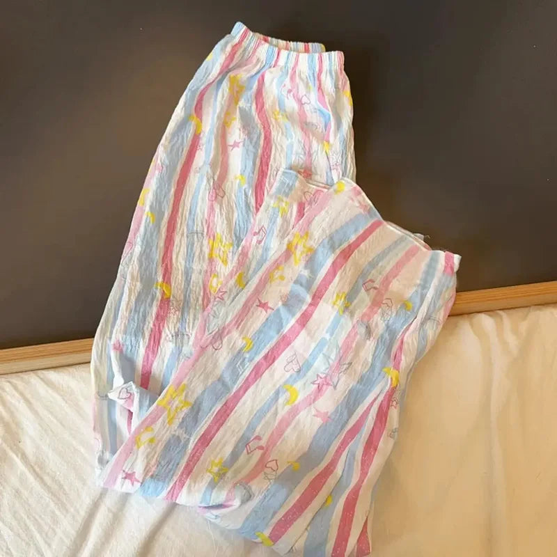 Spring Cartoon Loose High Rise Straight Lounge Pants