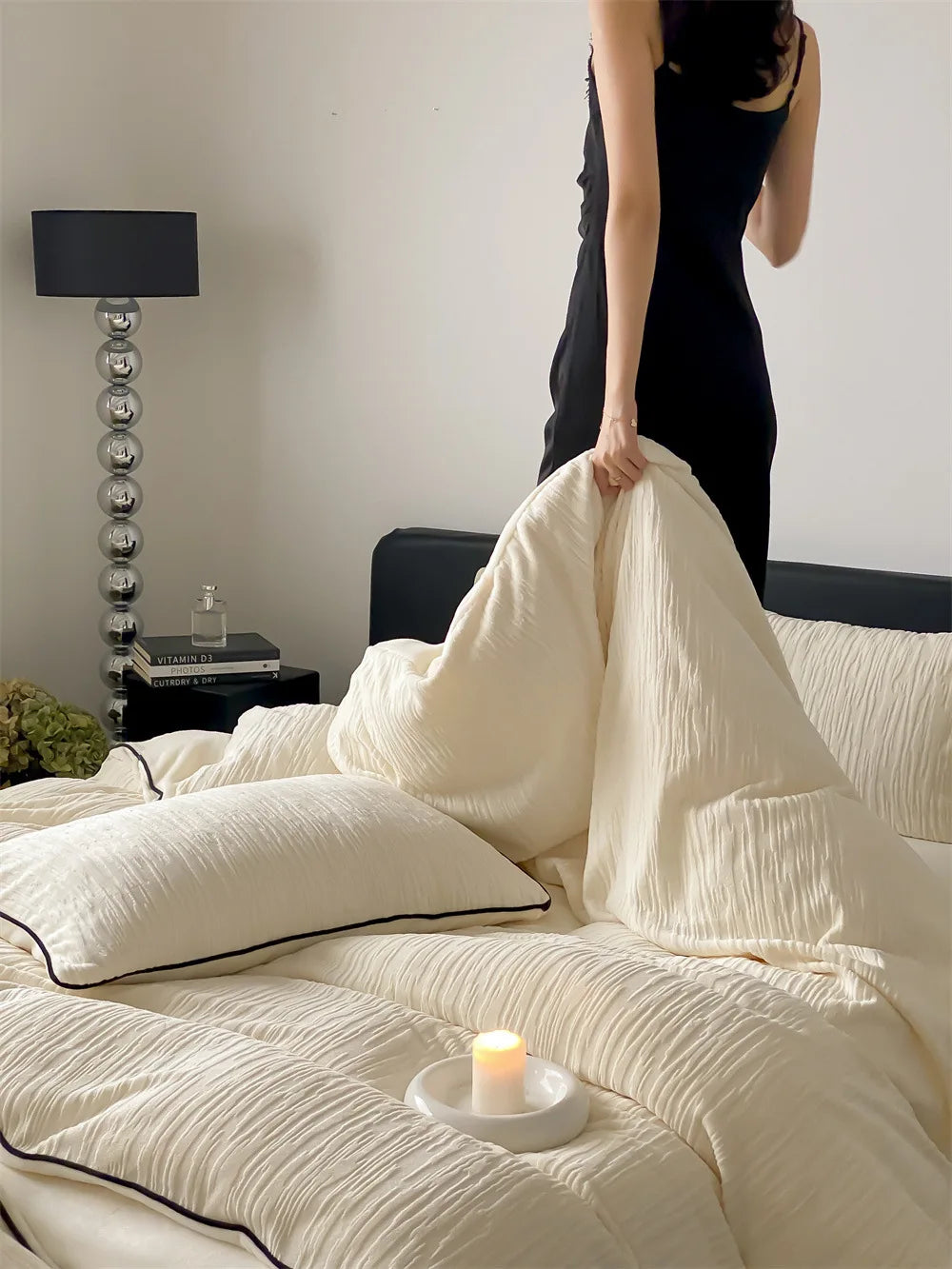 Thickened Warm Light Luxury Simple Carved Fleece Four-Piece Set Milk Fleece Bed Sheet Quilt Cover