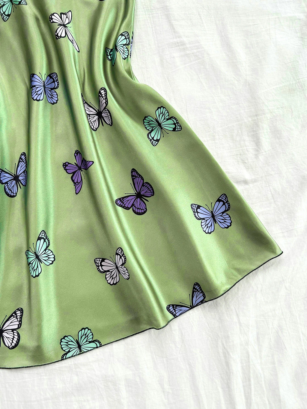 Silk Stain Butterfly Printed Slip Sexy Backless Nightdress
