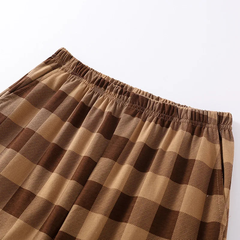 Knitted Checkered 100% Cotton Casual Home Pants