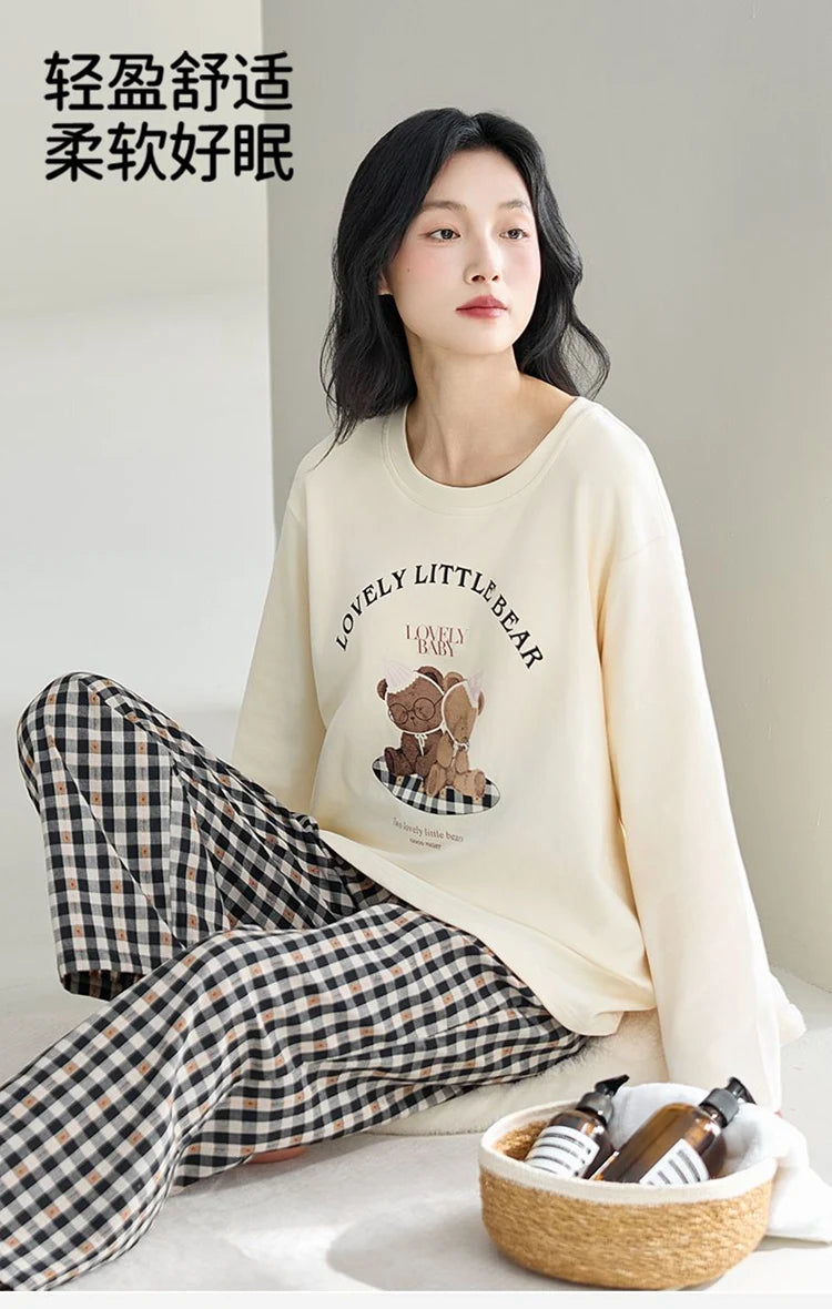 Cute Illustration Cartoon 100% Cotton Pajama Sets