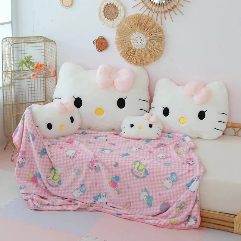 Fluffy Big Size White Pink Back Hello Kitty Stuffed Cuddly Plushies