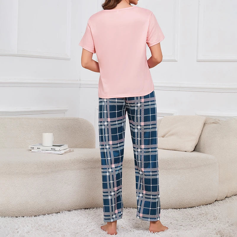 Soft Cozy Short Sleeve Tops & Shorts and Pants Sleepwear 3 Piece
