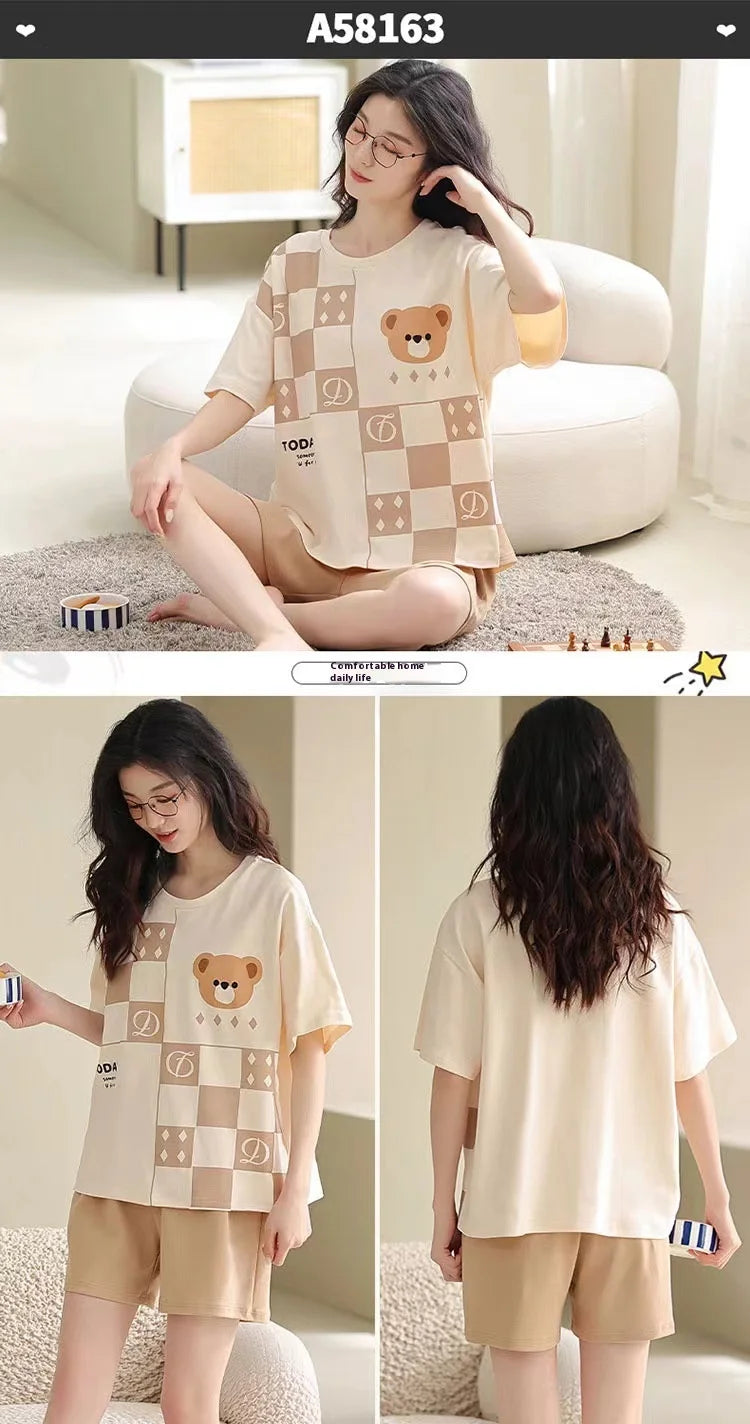 Oversized Loose-Fitting Short-Sleeved Short Pants Set