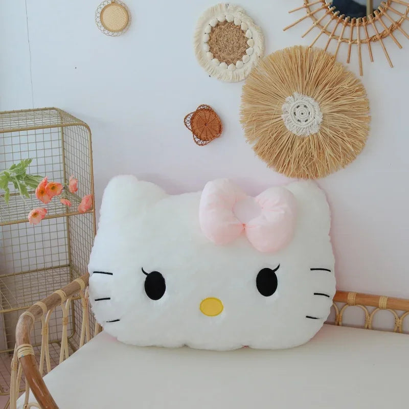 Fluffy Big Size White Pink Back Hello Kitty Stuffed Cuddly Plushies