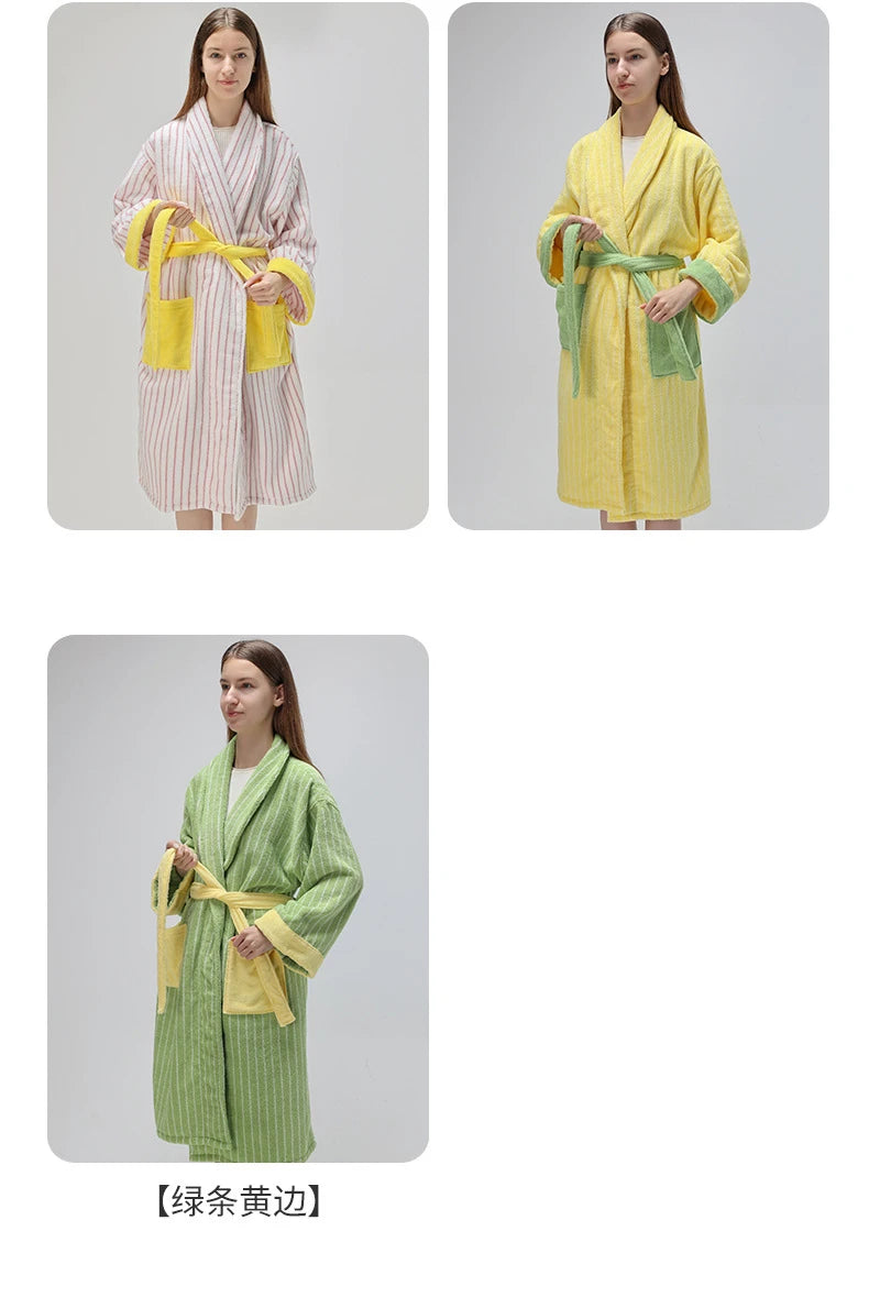 Retro Plaid 100% Cotton Super Soft Absortion Hooded V Neck Bathrobe Towel