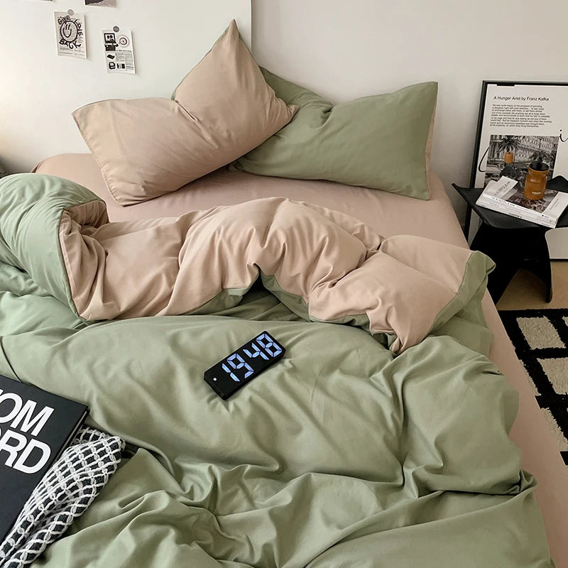Simple Solid Color Bedding Set Soft Brushed Duvet Covers