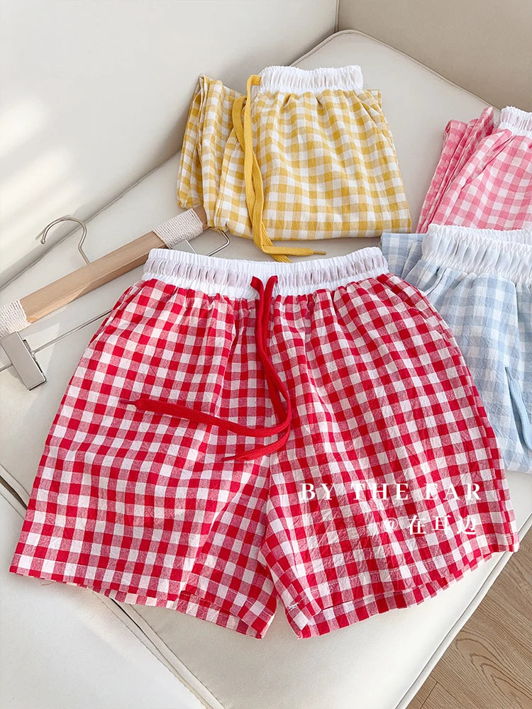 Cotton Flannel Wide Leg Leisure Pants Elastic Waist