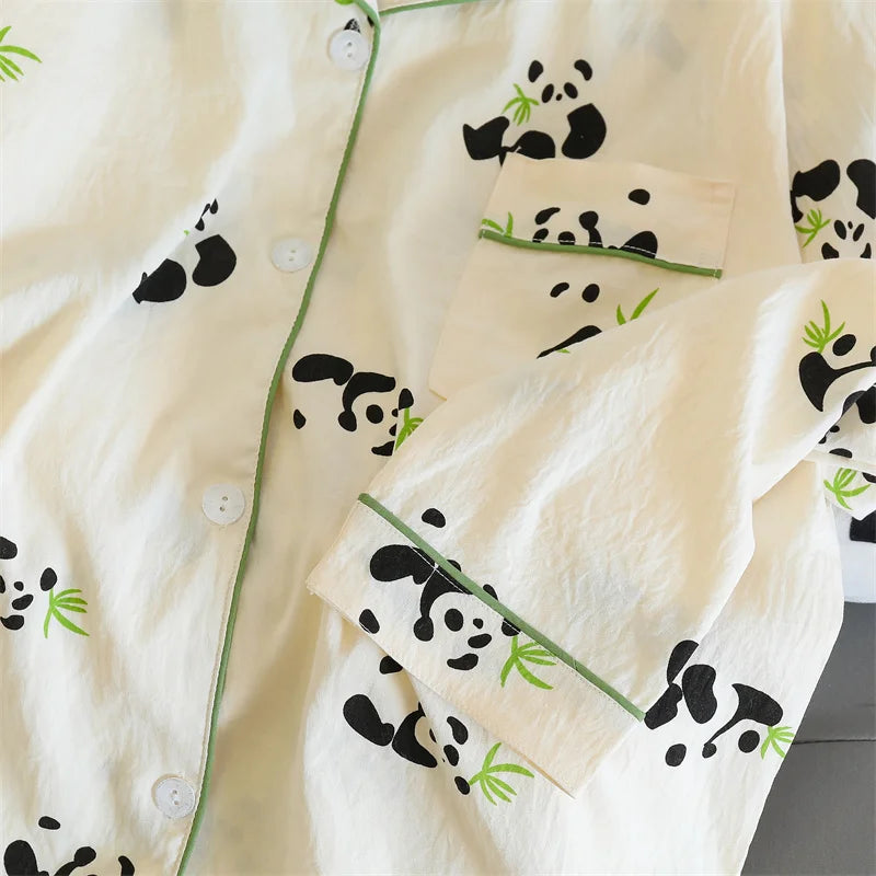 Cute Print Women's Pajamas Set Long Sleeve Tops and Pants Loungewear