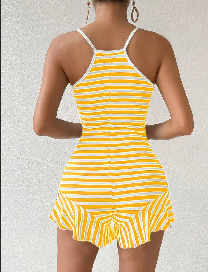 Elegant Slim Fit French Ruffle Edge Jumpsuit