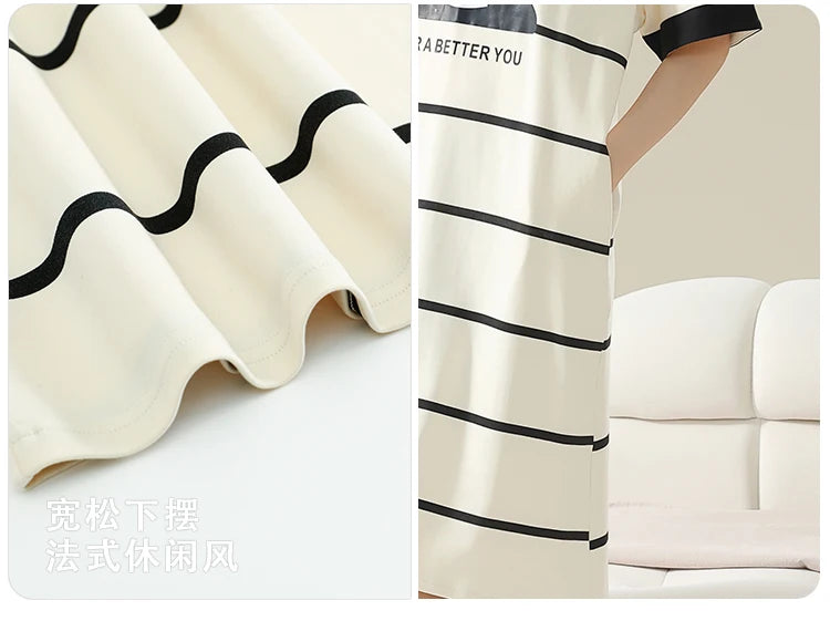 Summer Women Short Sleeves Sleep-shirt Casual Dress