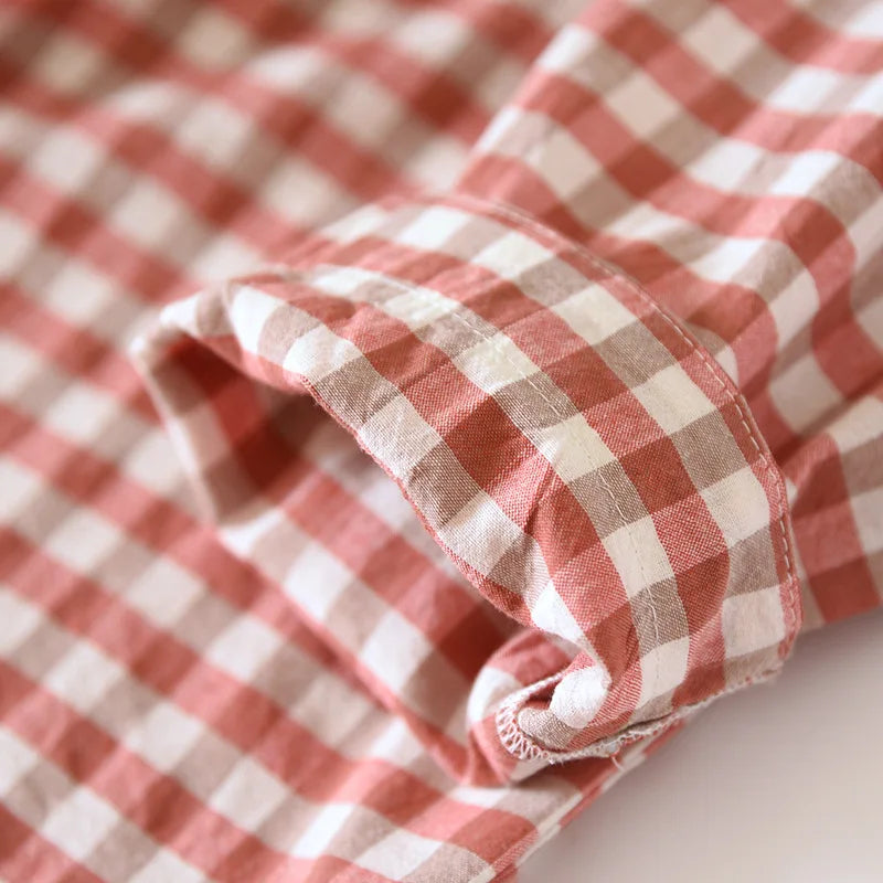 Cotton 100% Plaid Long Sleeve Two Piece Pajama Set