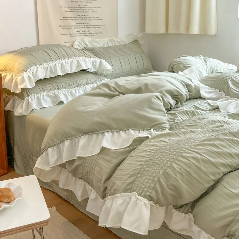 Lace Bed Sheet Quilt Solid Duvet Cover