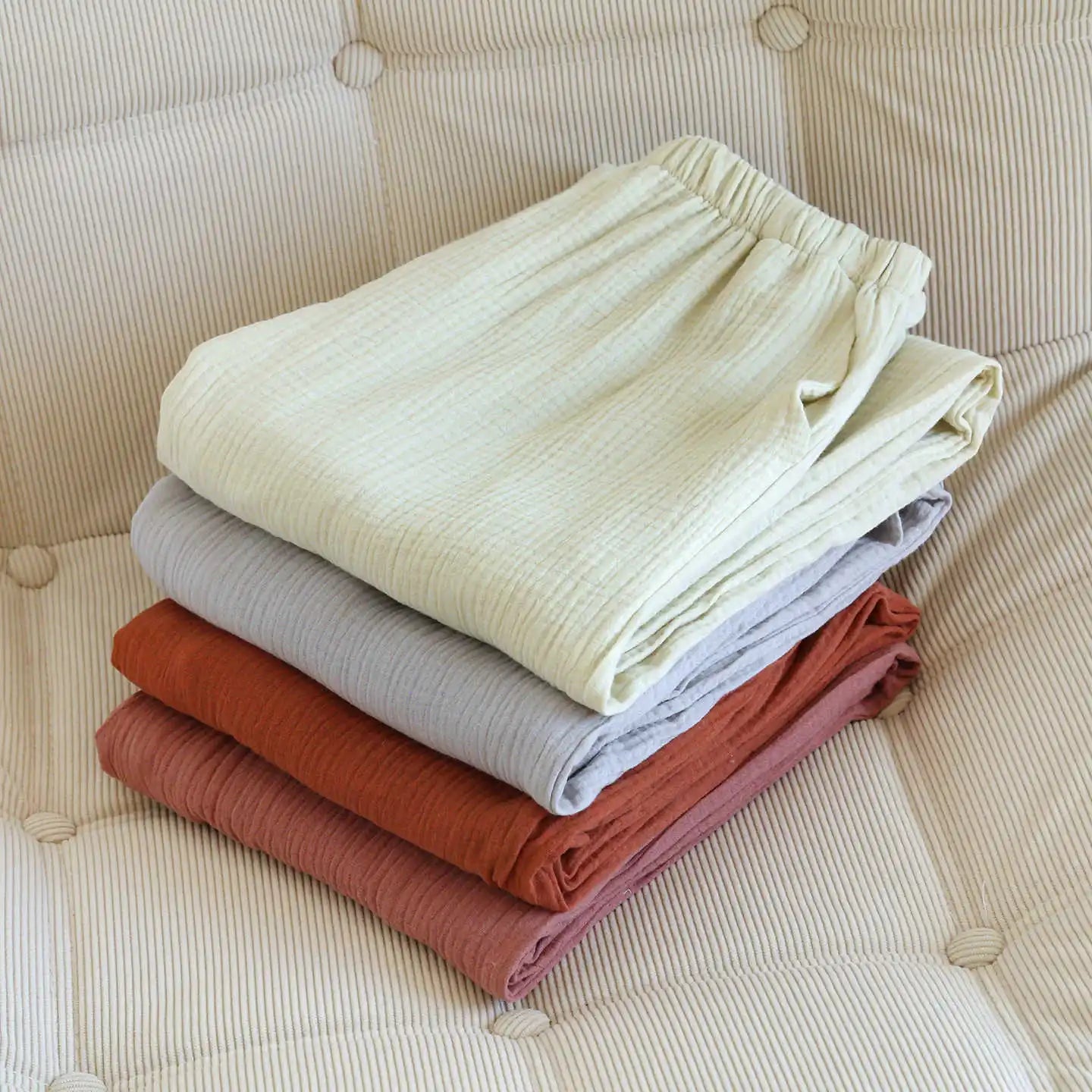 Solid Color Wide-leg Pants Double-layer Cotton Pajama Pants Thin Style Loungewear