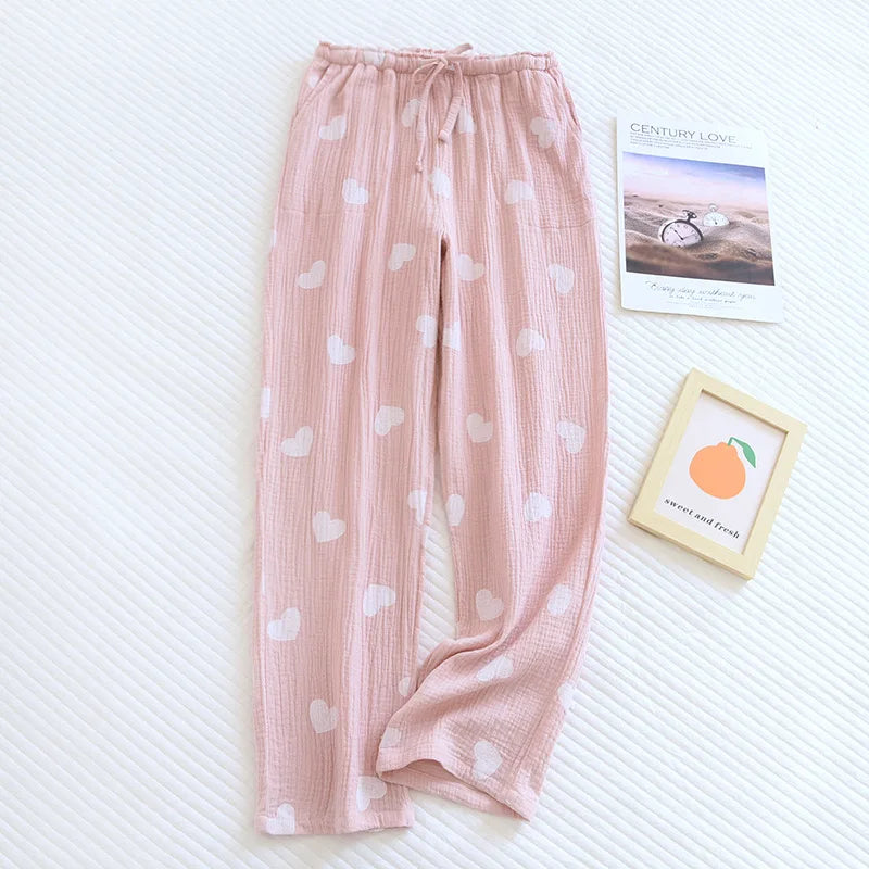 Cotton 100% Love Print Bottoms Sleepwear