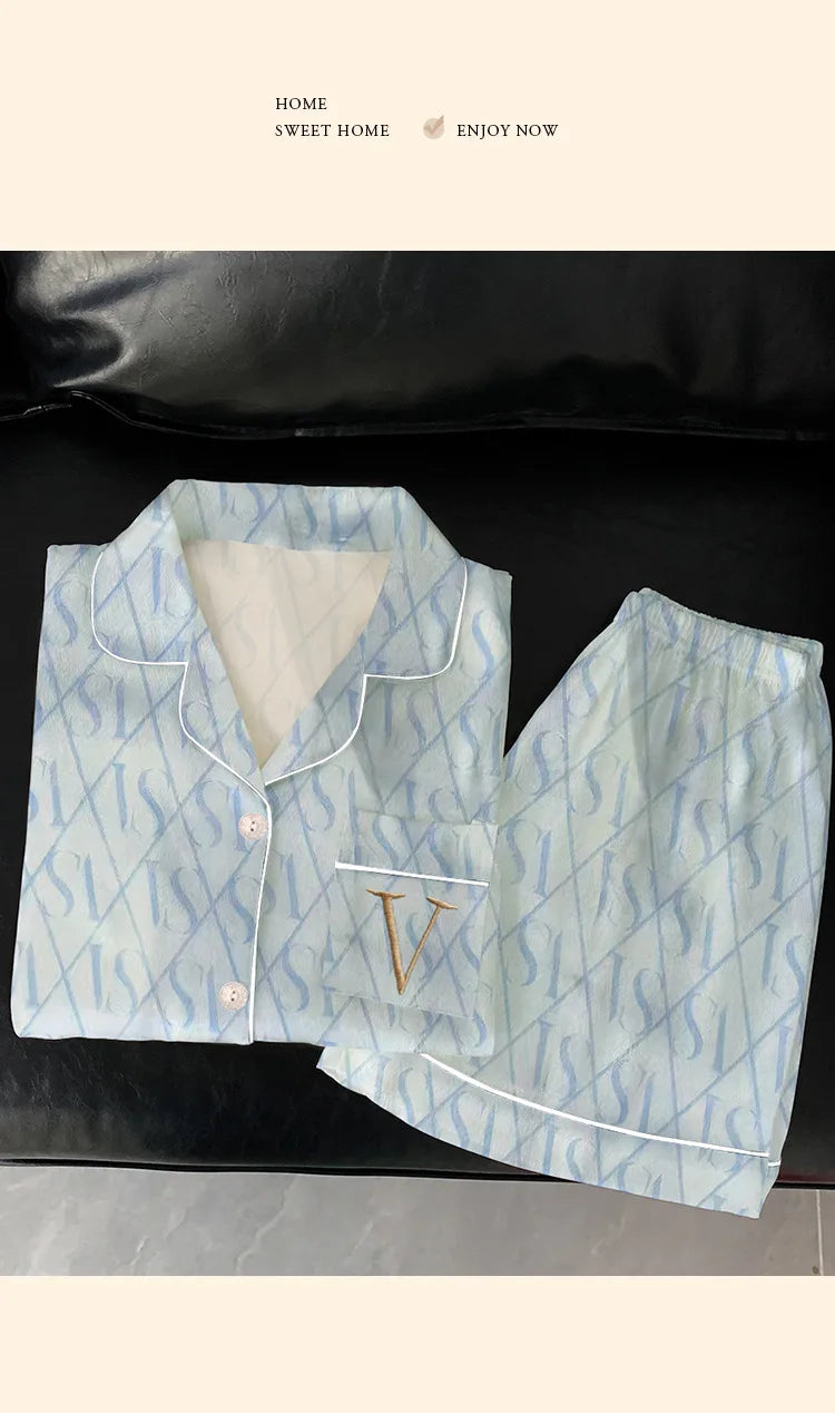 VS Short-Sleeved Shorts Pajamas Silk Pajamas Two-Piece Set