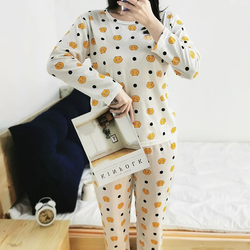 Ladies Variety of Styles Long-sleeved Long Pants Comfortable Pajamas