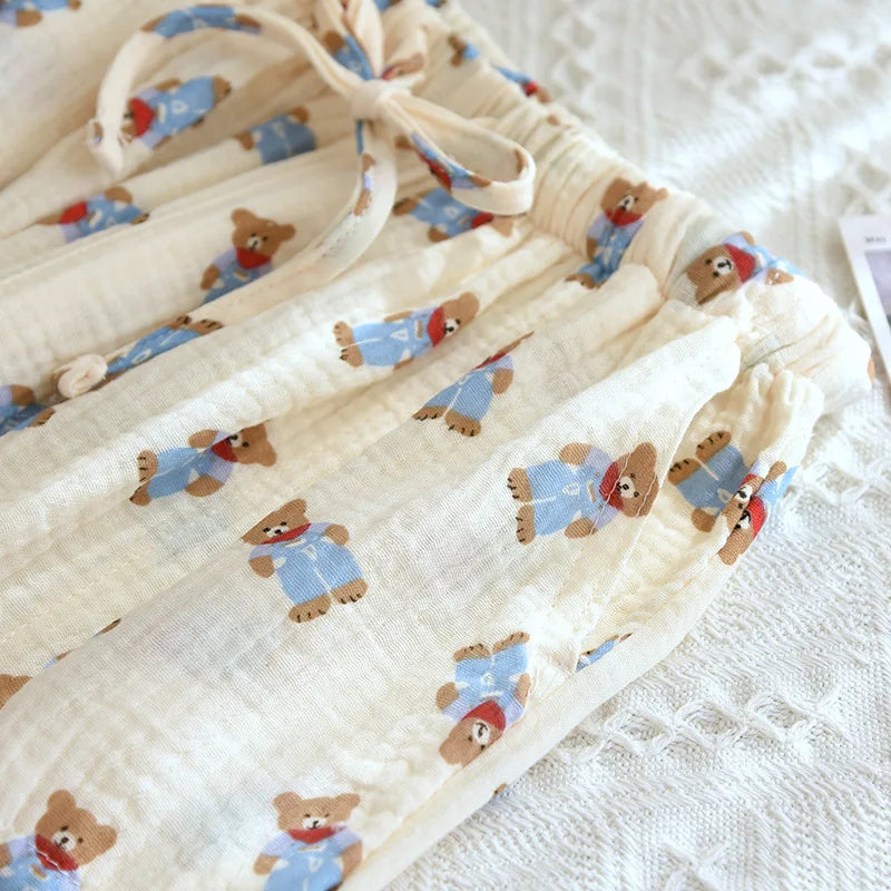 Pajamas Pants 100% Cotton Loose Casual Straight Trousers Sleep Pants