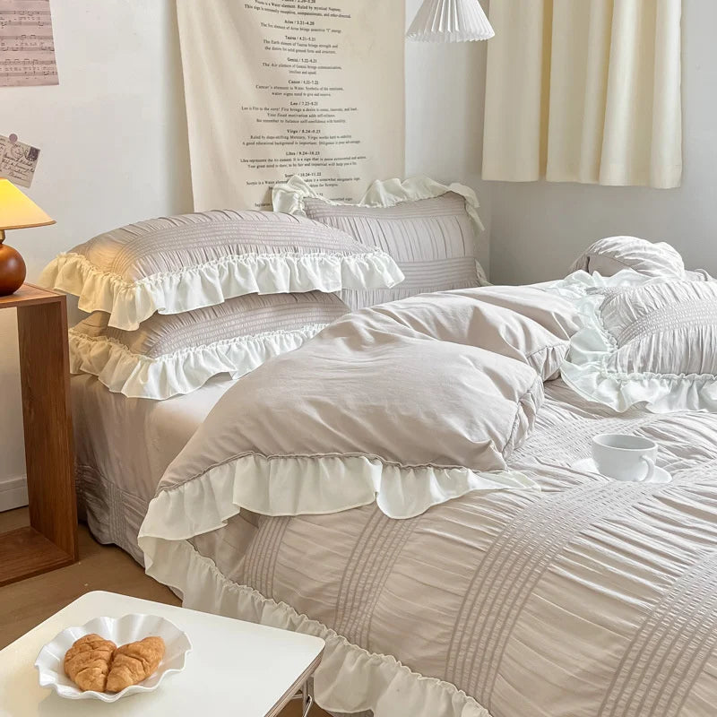Lace Bed Sheet Quilt Solid Duvet Cover