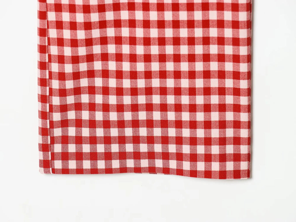 Vintage Red White Plaid 2-Piece Set Collar Zipper Sleeveless Vest+Side Slim Pant