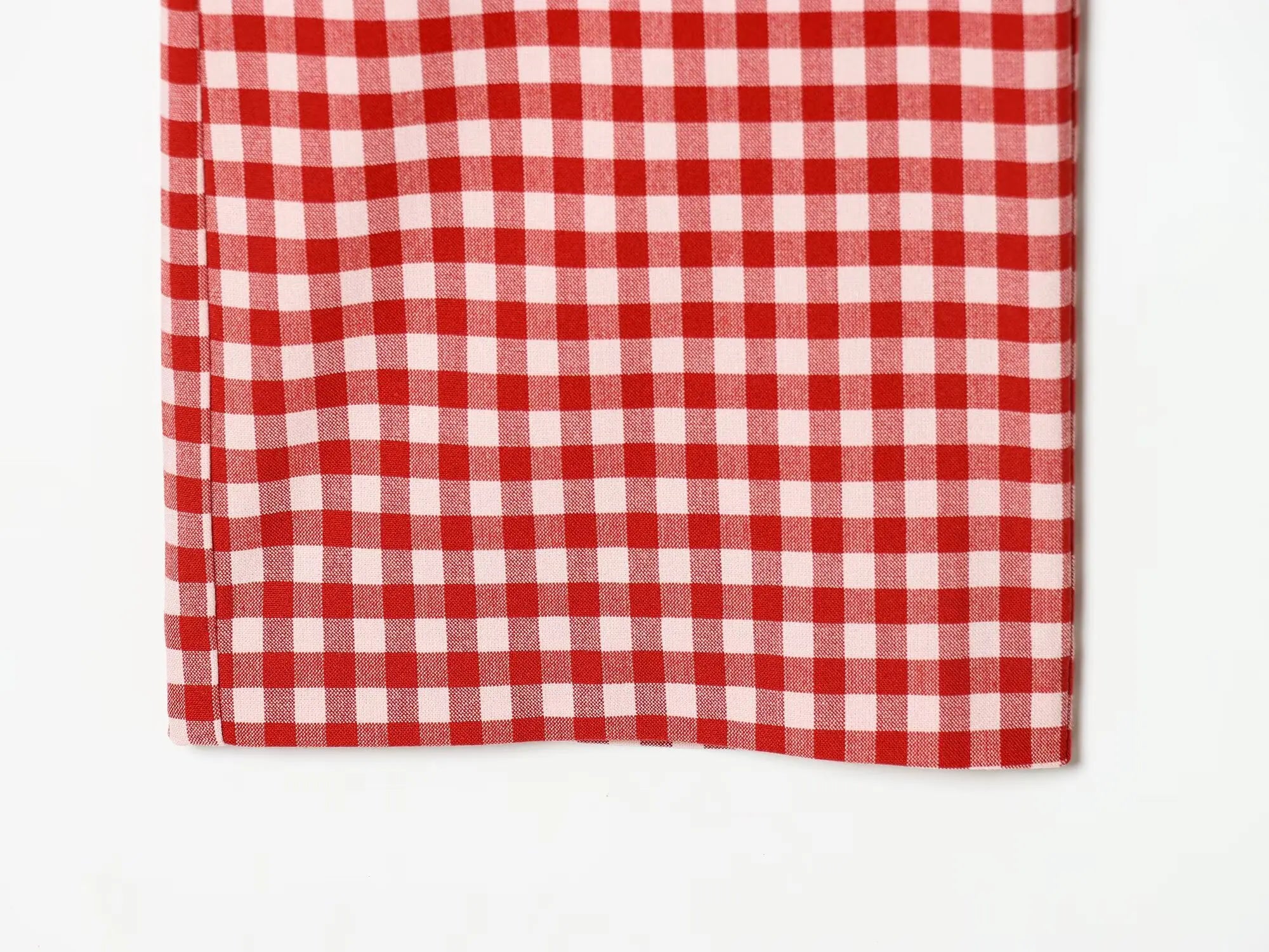 Vintage Red White Plaid 2-Piece Set Collar Zipper Sleeveless Vest+Side Slim Pant