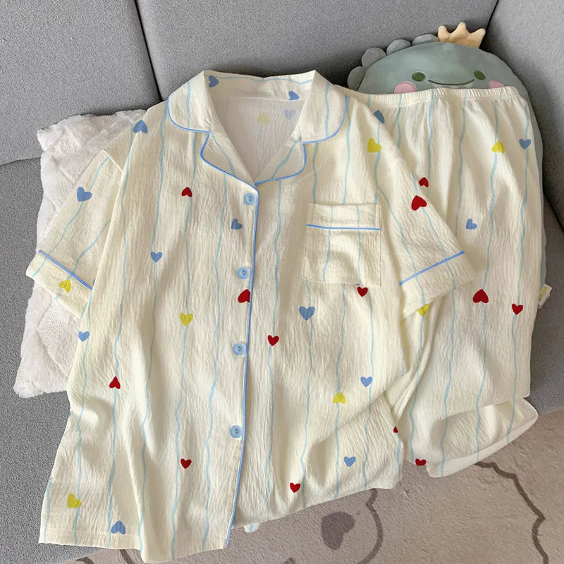 Cloud Cotton Short Sleeve and Long Pants Cozy and Comfortable Loungewear Set