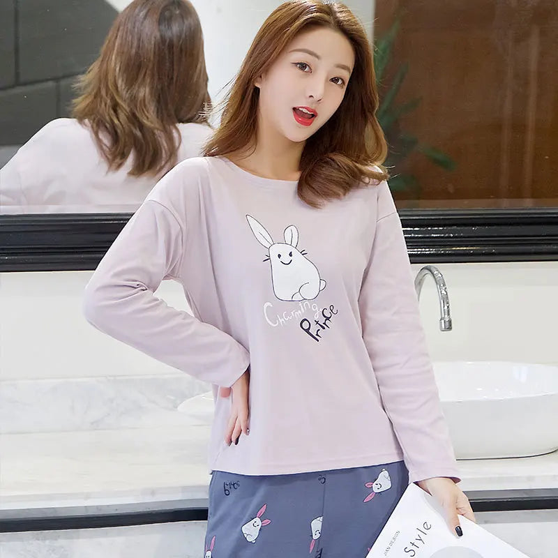 Ladies Variety of Styles Long-sleeved Long Pants Comfortable Pajamas