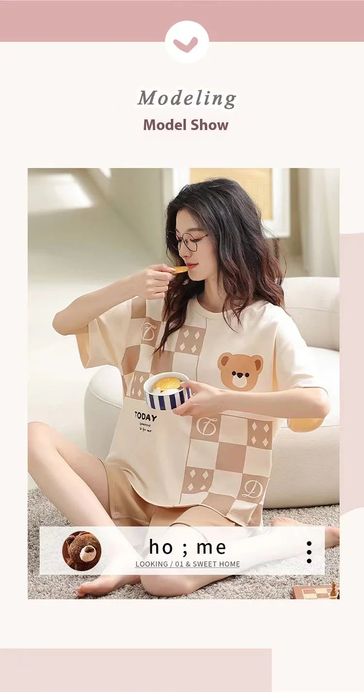 Oversized Loose-Fitting Short-Sleeved Short Pants Set