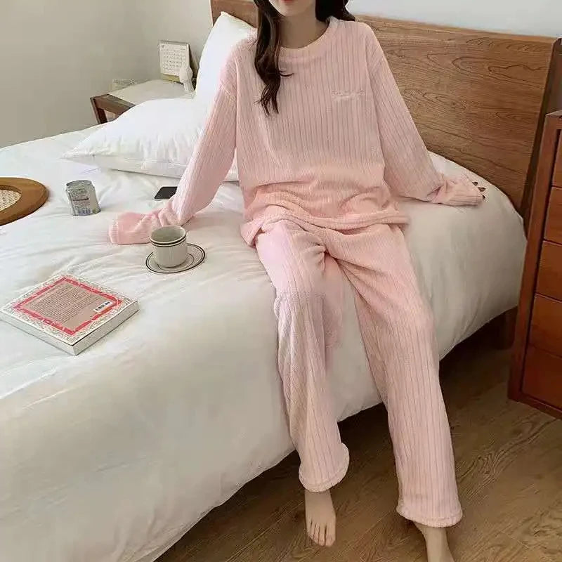 Home-wear Suit Coral Velvet Leisure Pajamas Padded