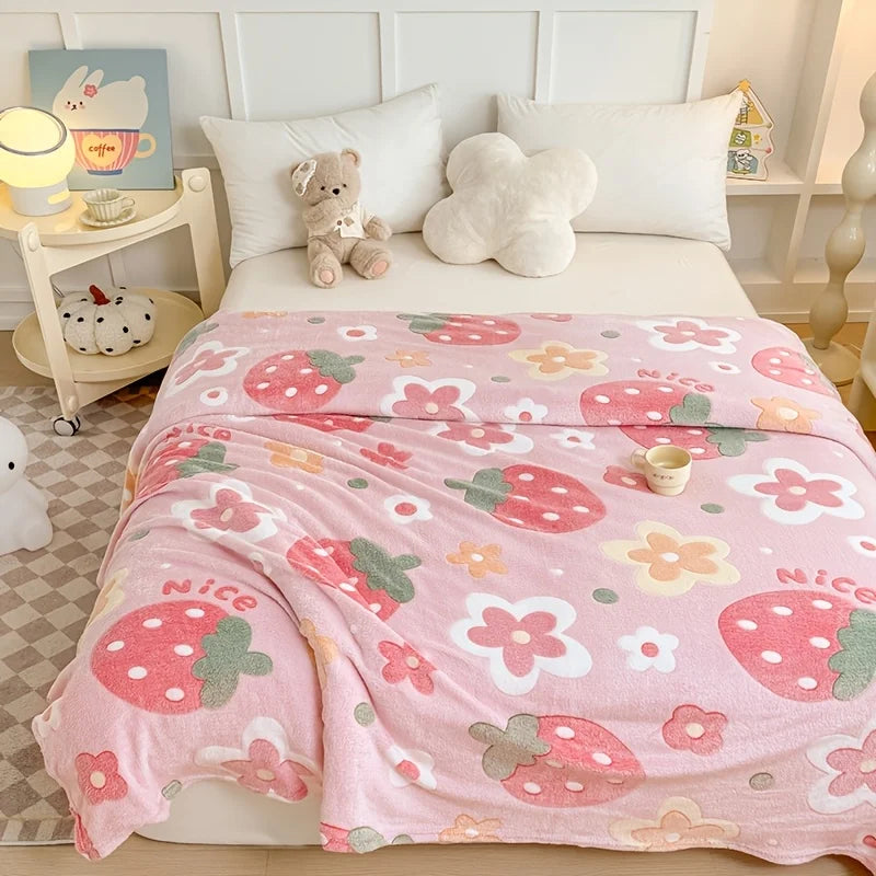 Floral Print Soft Flannel Blanket
