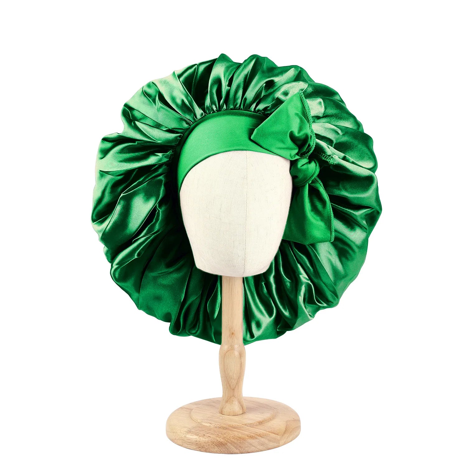 Large Satin Bonnet Silky Night Sleeping Cap with Stretchy Tie Band