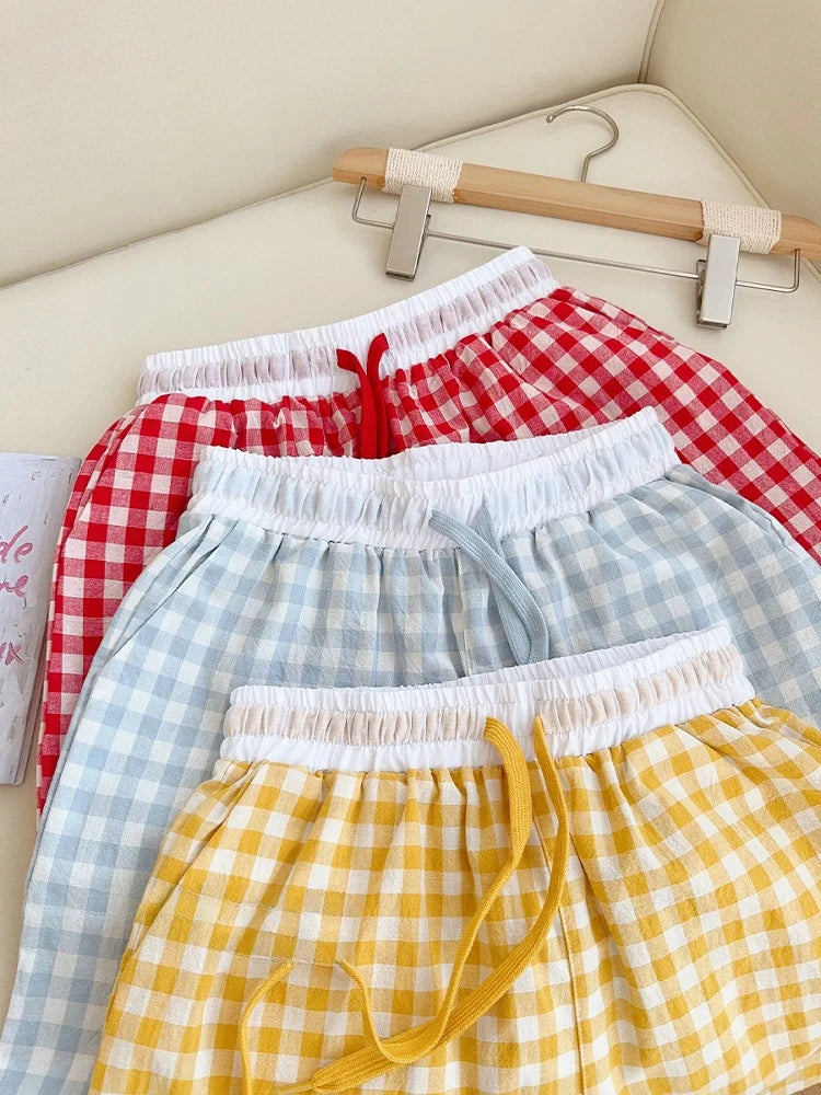 Cotton Flannel Wide Leg Leisure Pants Elastic Waist