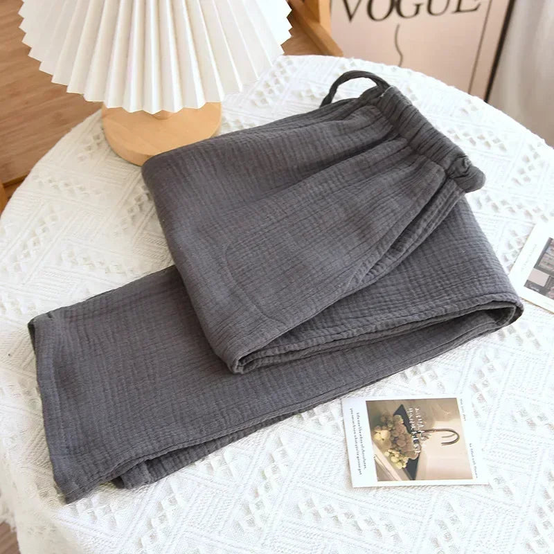 Pajamas Pants 100% Cotton Loose Casual Straight Trousers Sleep Pants